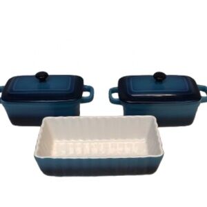 BLUE HOUSEWARES INTERNATIONAL MINI CASSEROLE DISHES • SET OF 3